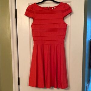 Elegant Coral Cap Sleeve Dress
